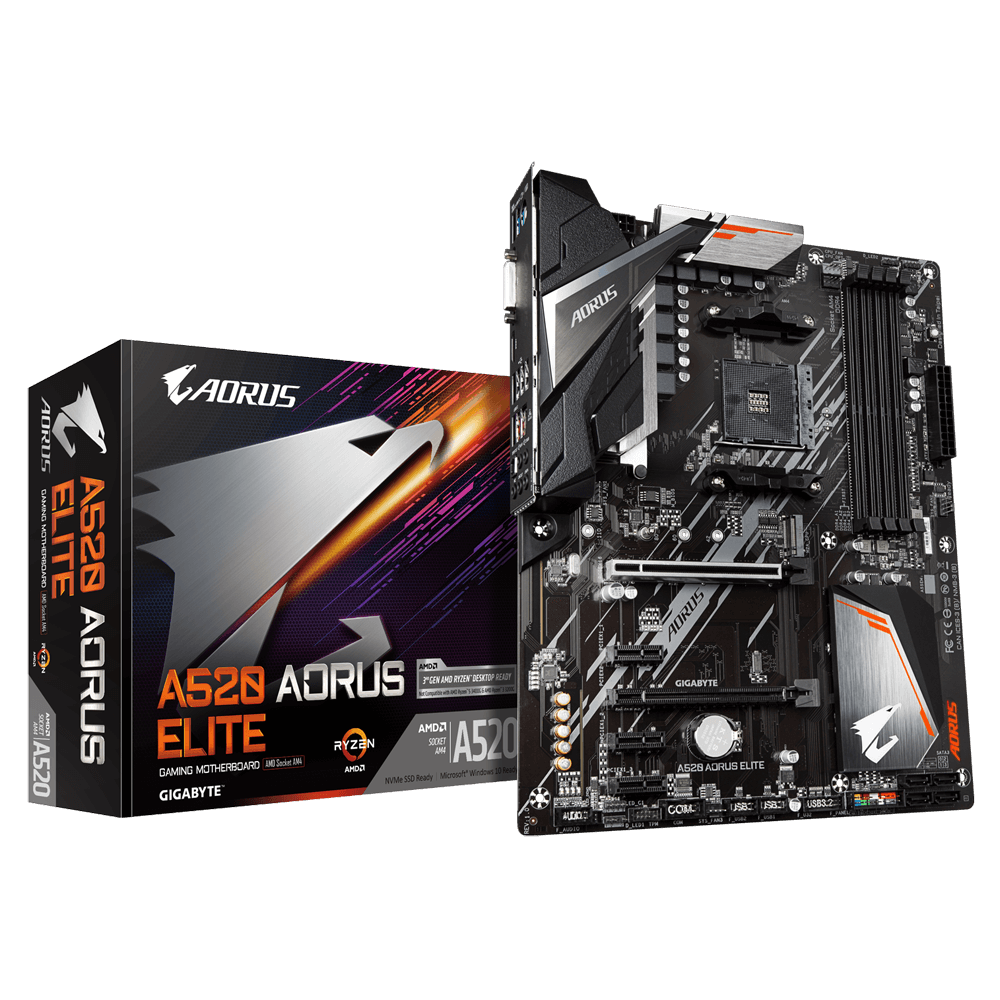 Placa de baza Gigabyte A520 AORUS ELITE AM4  AMD A520 AORUS Motherboard with Pure Digital VRM Solution