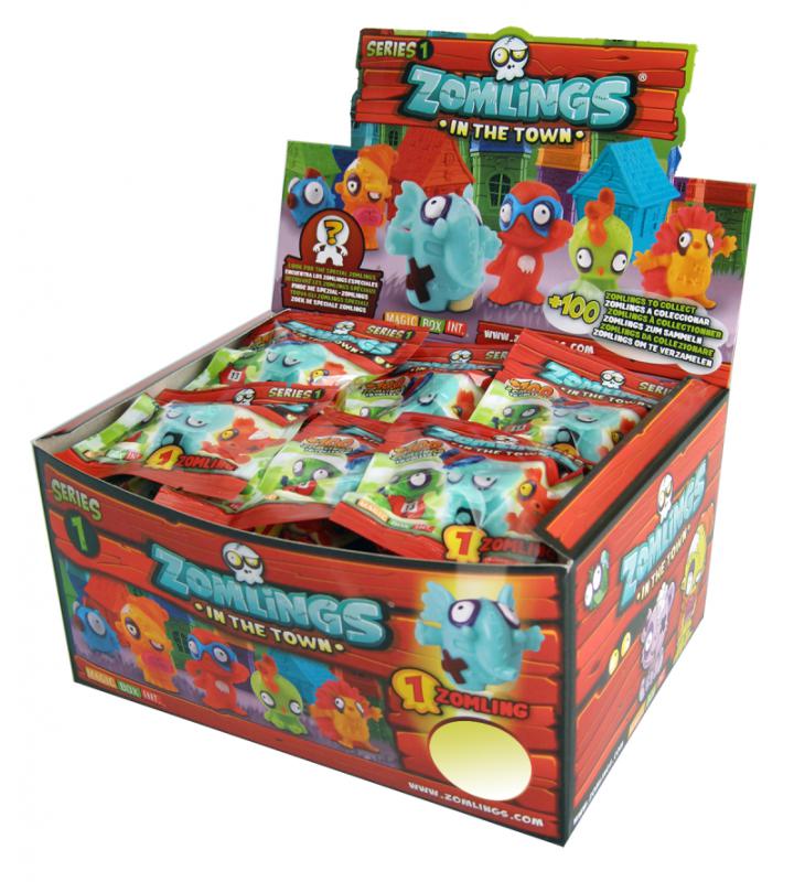 "Zomlings – blister cu o figurinaFigurinele Zomlings invadeaza locurile de joaca de pretutindeni!Creează-ți propriul oraș Zomlings. Plasează multe figurine. Este oîntreagă lume pe care o poți colecționa. Populația Zomlings este mare șifoarte misterioasă. Include caractere argintii și aurii